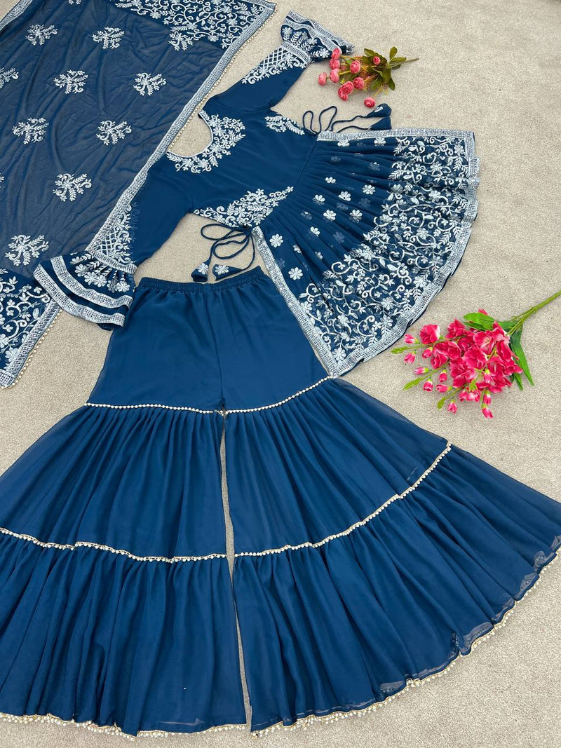 Nsr D No 772 Fox Georgette With Heavy Embroidery Work Kurti Collection