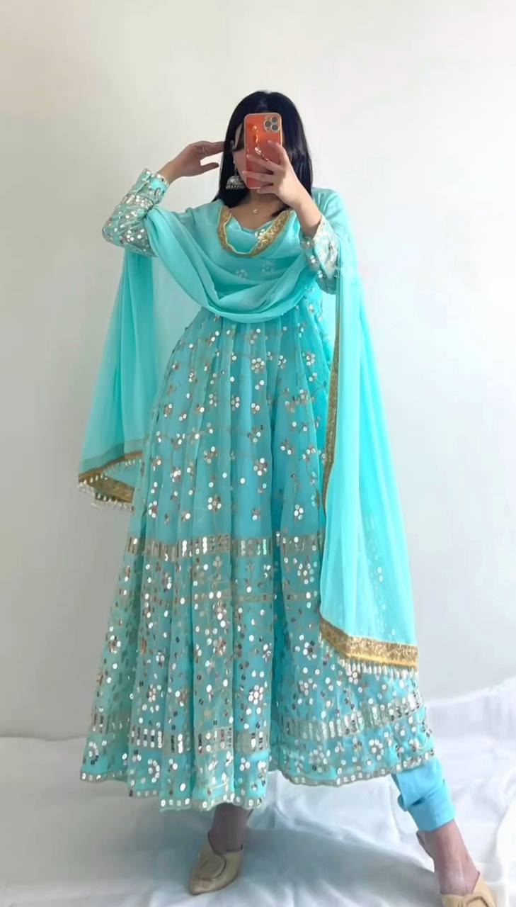 Zf D No 336 Fox Georette With Heavy Embroidery Work Kurti Collection