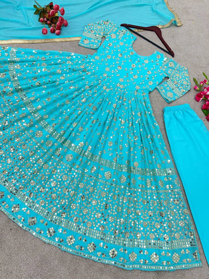 Zf D No 336 Fox Georette With Heavy Embroidery Work Kurti Collection