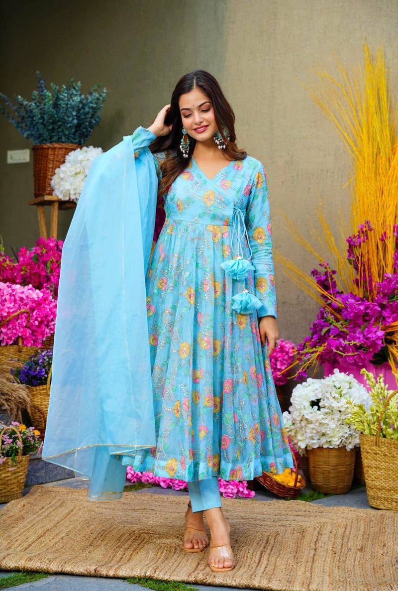 Srk D No 5088 Fox Georgette With Heavy Embroidery Work Kurti