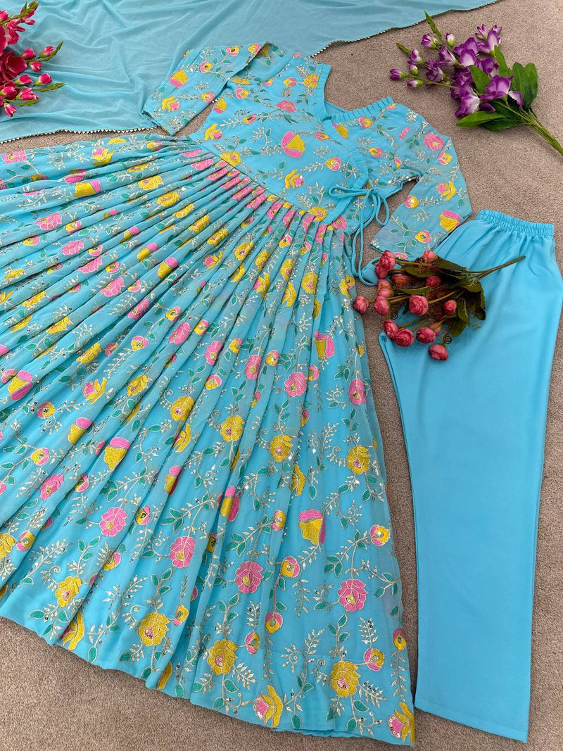 Srk D No 5088 Fox Georgette With Heavy Embroidery Work Kurti