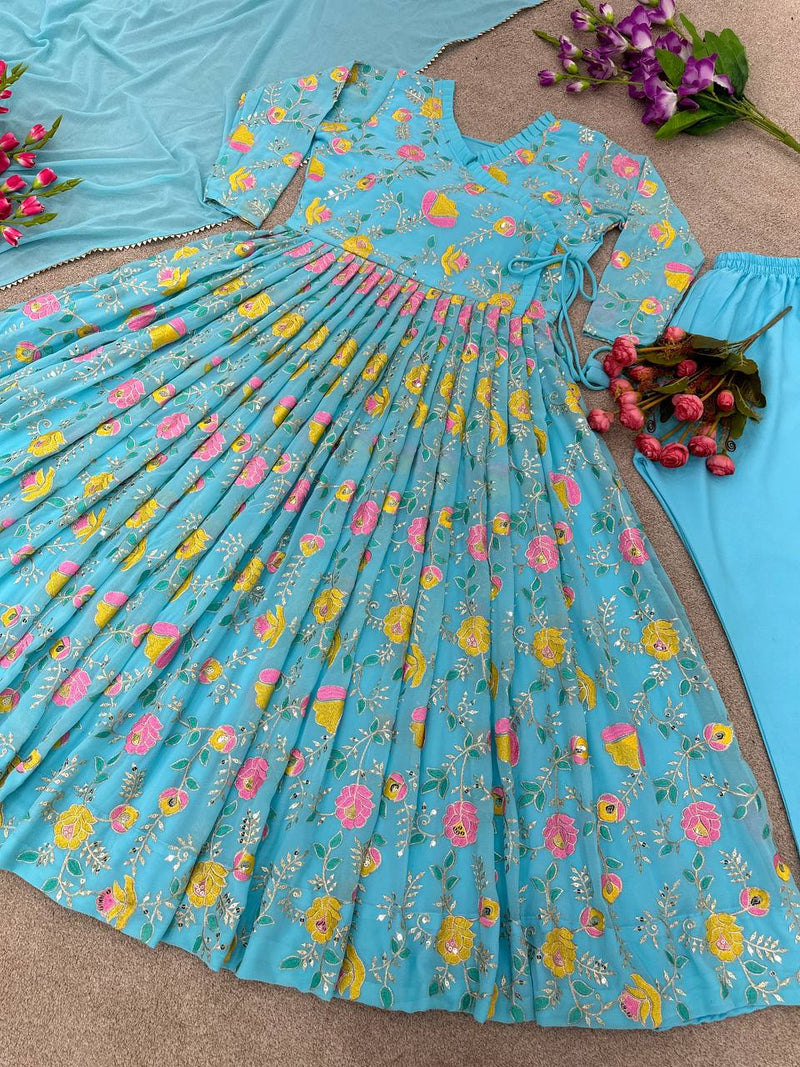 Srk D No 5088 Fox Georgette With Heavy Embroidery Work Kurti