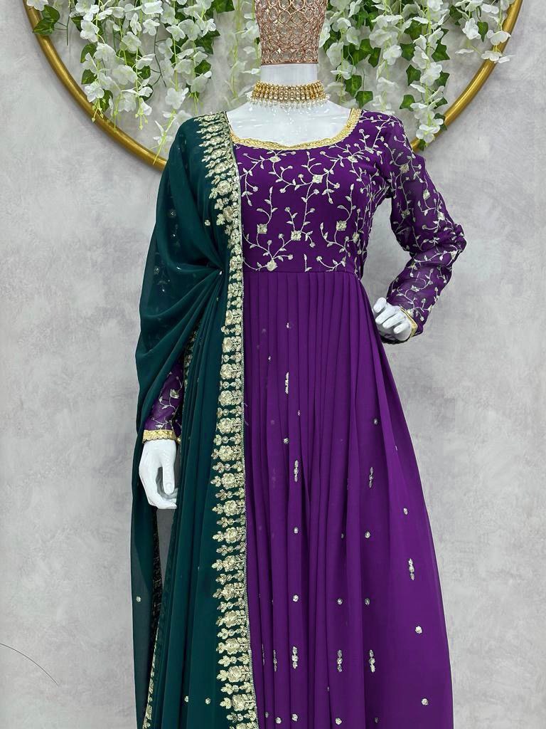 Kd D No 1362 Fox Georgette Sequence Work Kurti Collection
