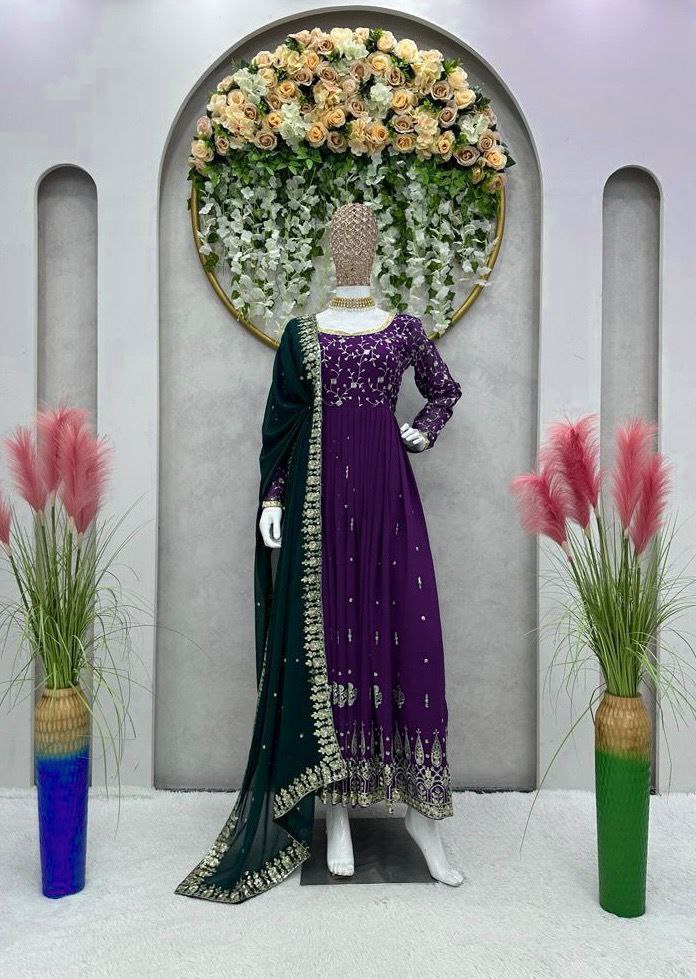 Kd D No 1362 Fox Georgette Sequence Work Kurti Collection