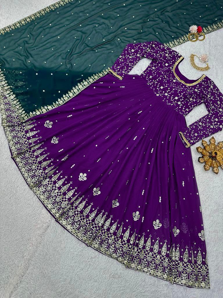 Kd D No 1362 Fox Georgette Sequence Work Kurti Collection