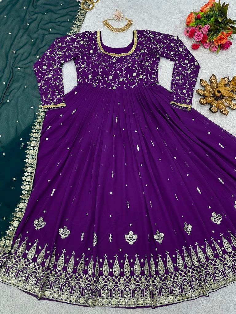 Kd D No 1362 Fox Georgette Sequence Work Kurti Collection