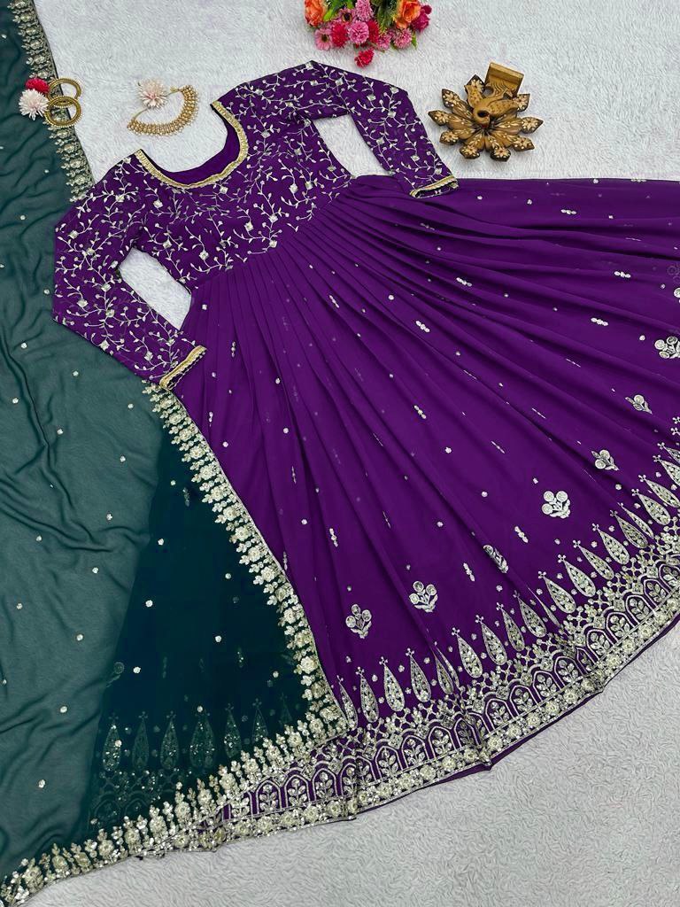 Kd D No 1362 Fox Georgette Sequence Work Kurti Collection
