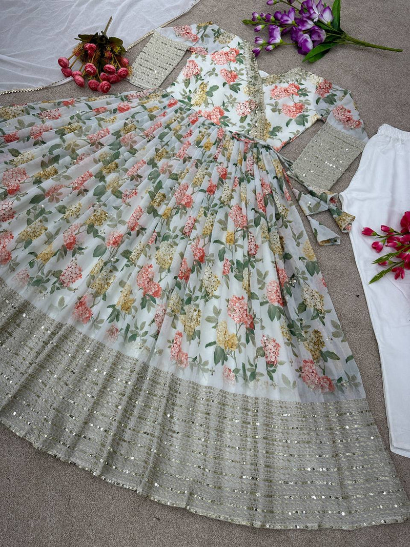 Nsr D No 751 Fox Georgette With Heavy Embroidery Work Fancy Kurti Collection