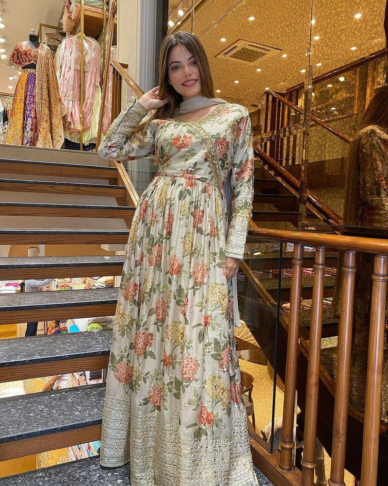 Nsr D No 751 Fox Georgette With Heavy Embroidery Work Fancy Kurti Collection