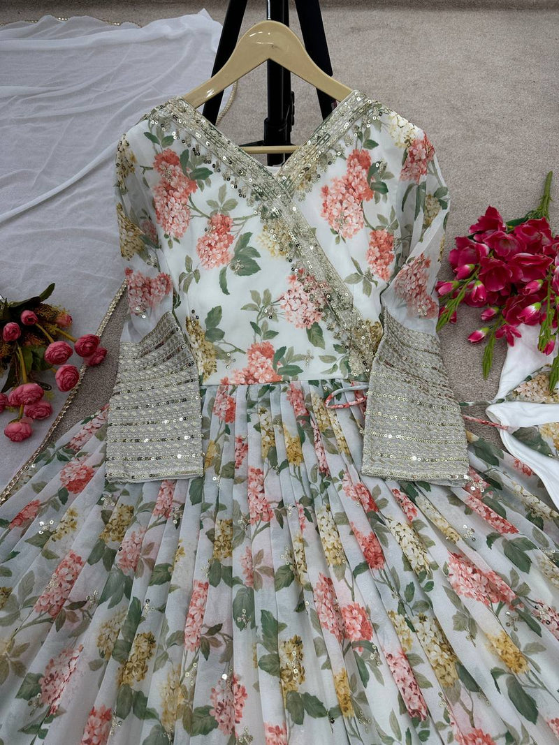 Nsr D No 751 Fox Georgette With Heavy Embroidery Work Fancy Kurti Collection