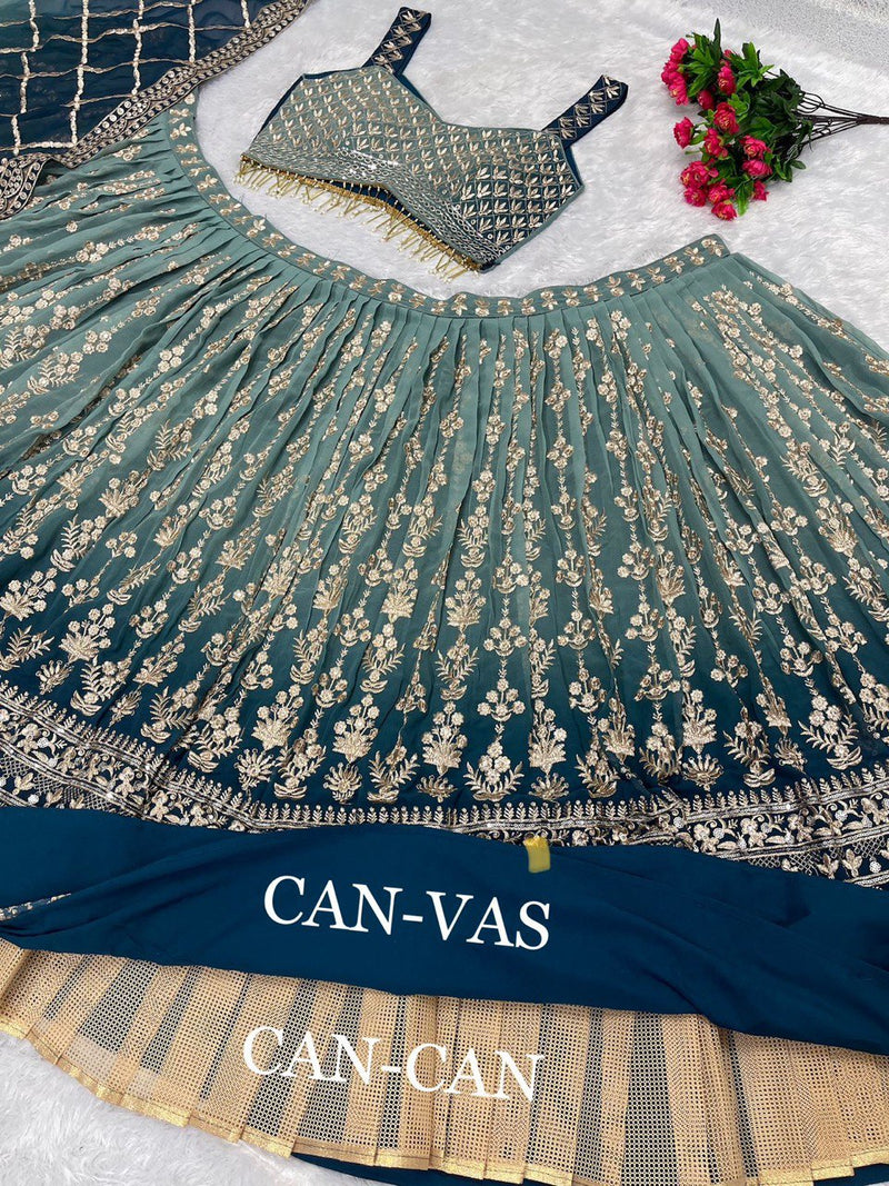 Kf D No 1610 Fox Georgette With Embroidery Work Lehnga Choli Collection