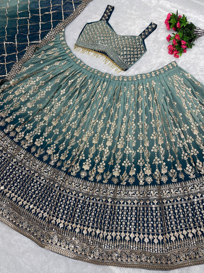 Kf D No 1610 Fox Georgette With Embroidery Work Lehnga Choli Collection