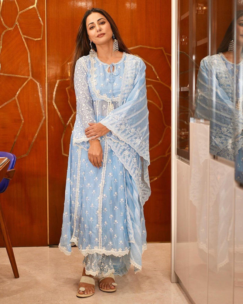 Lc D No 1136 Fox Georgette With Heavy Embroidery Work Kurti Collection