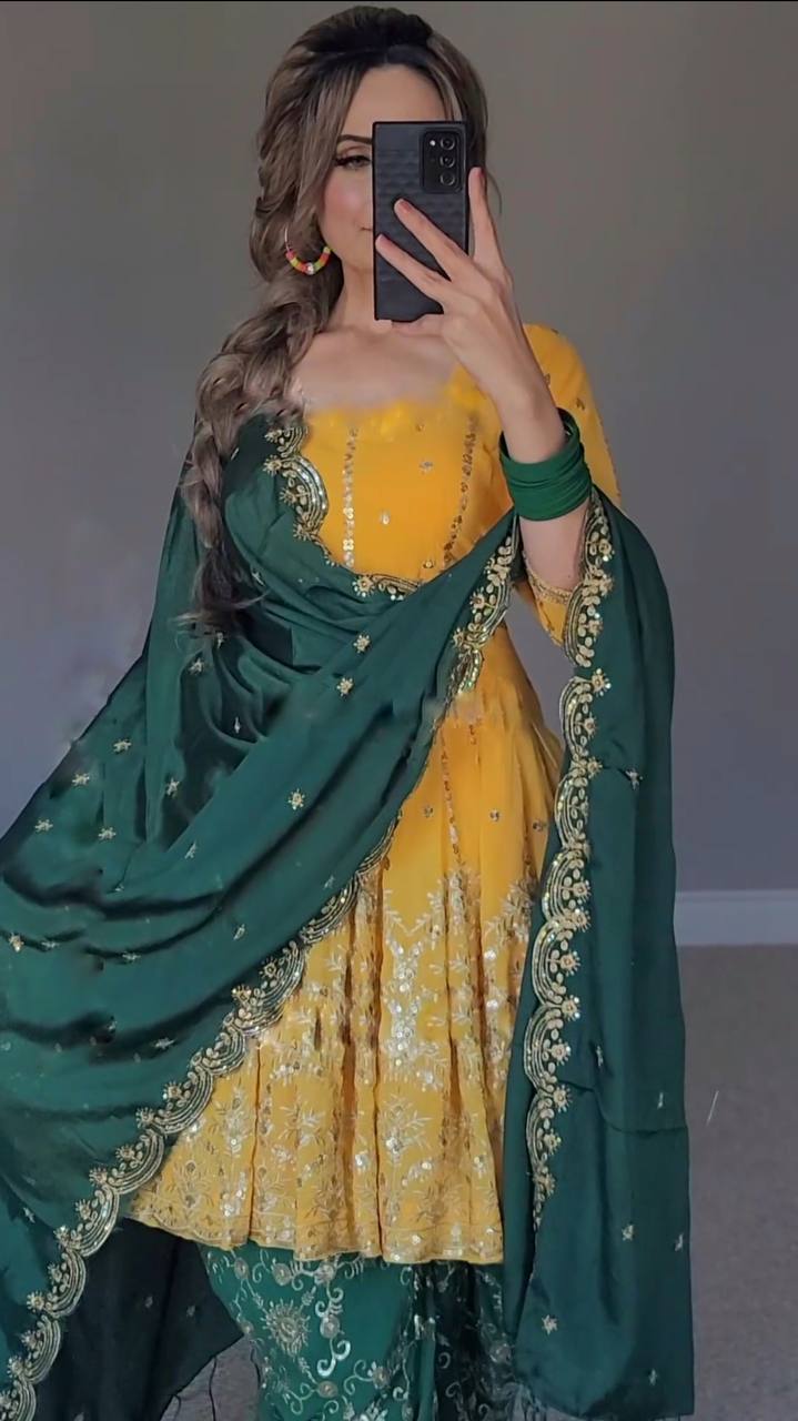 Srk D No 5089 Fox Georgette With Heavy Embroidery Work Fancy Kurti Collection