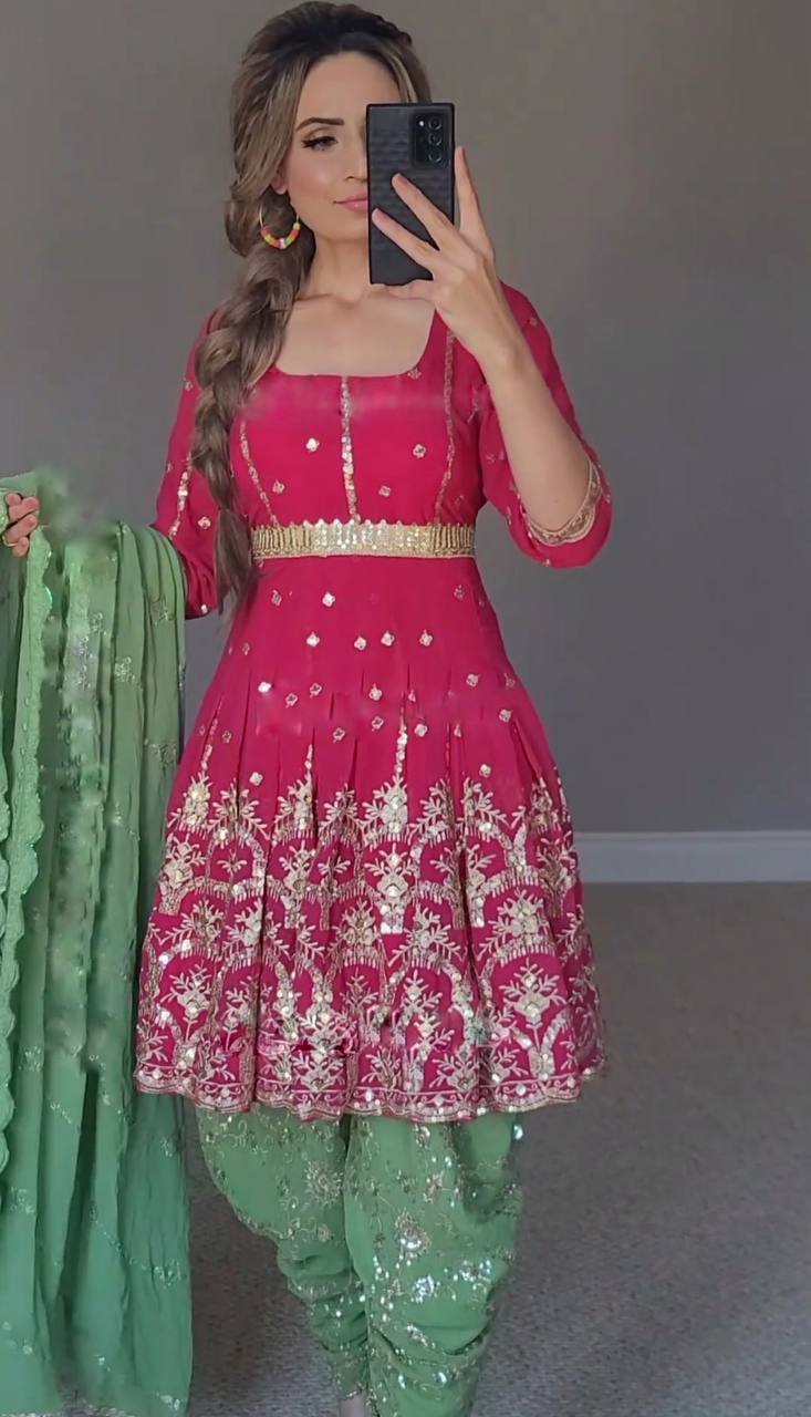 Srk D No 5089 Fox Georgette With Heavy Embroidery Work Fancy Kurti Collection