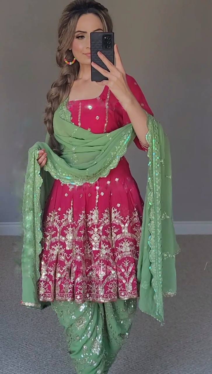 Srk D No 5089 Fox Georgette With Heavy Embroidery Work Fancy Kurti Collection
