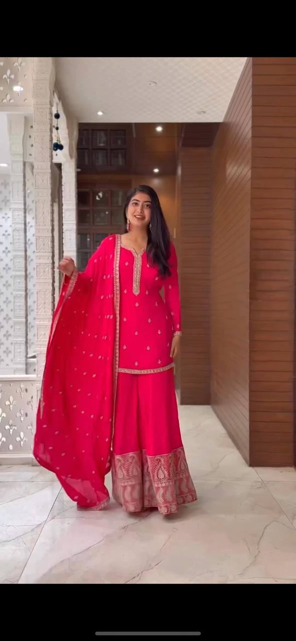 Ssr D No 425 Fox Georgette With Heavy Embroidery Work Kurti Collection