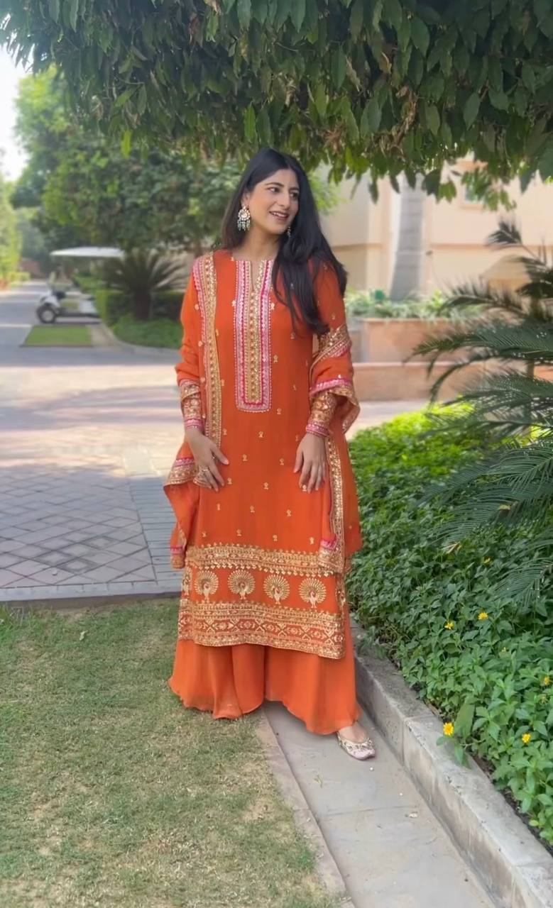 Srk D No 5090 Fox Georgette Heavy Embroidery Sequence Kurti Collection