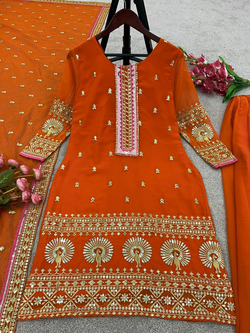 Srk D No 5090 Fox Georgette Heavy Embroidery Sequence Kurti Collection
