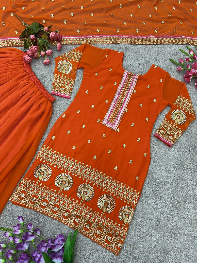 Srk D No 5090 Fox Georgette Heavy Embroidery Sequence Kurti Collection