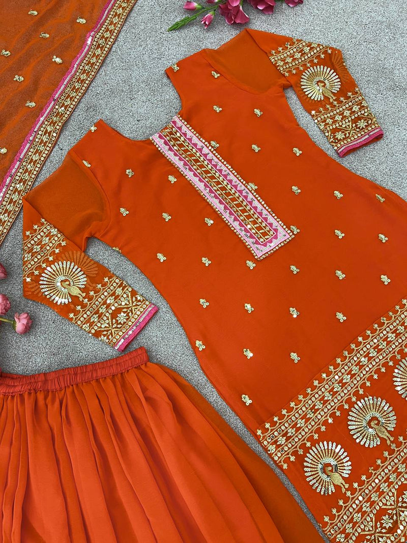Srk D No 5090 Fox Georgette Heavy Embroidery Sequence Kurti Collection