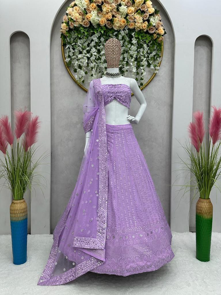 Qrc D No 137 Fox Georgette Embroidery Work Lehnga Choli Collection