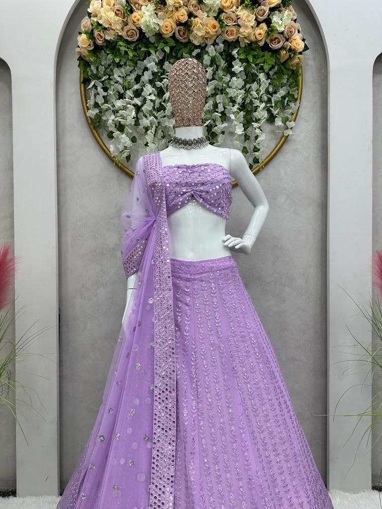 Qrc D No 137 Fox Georgette Embroidery Work Lehnga Choli Collection