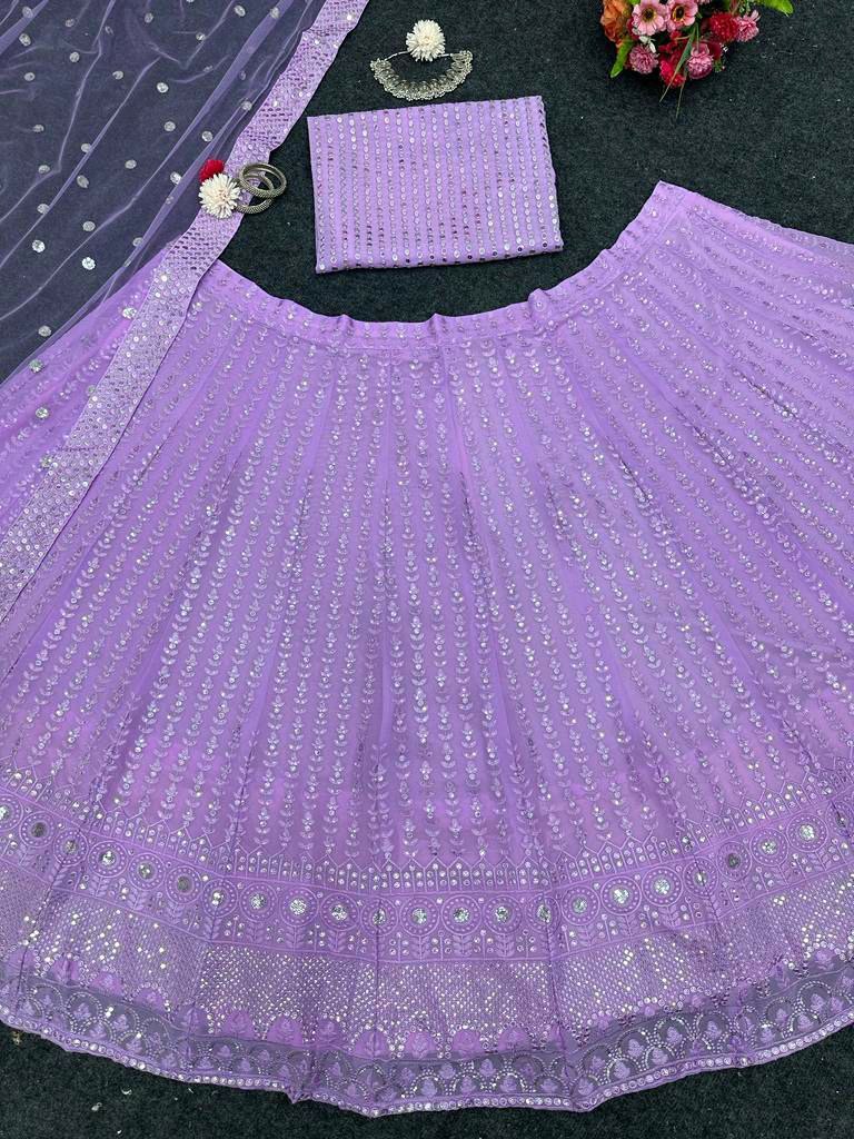 Qrc D No 137 Fox Georgette Embroidery Work Lehnga Choli Collection