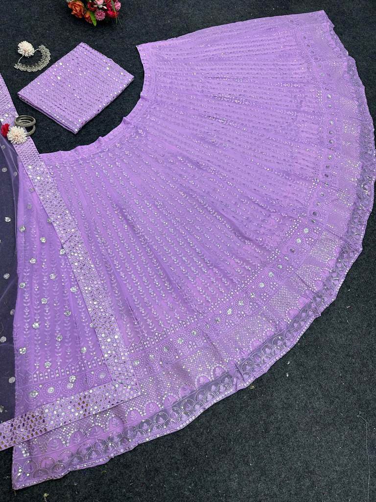 Qrc D No 137 Fox Georgette Embroidery Work Lehnga Choli Collection