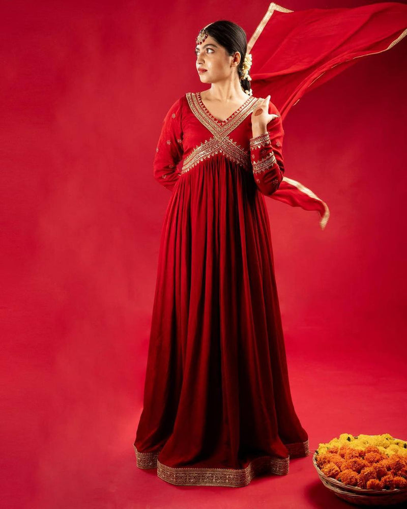 Lc D No 1137 Georgette With Sequence Embroidery Work Gown With Dupatta