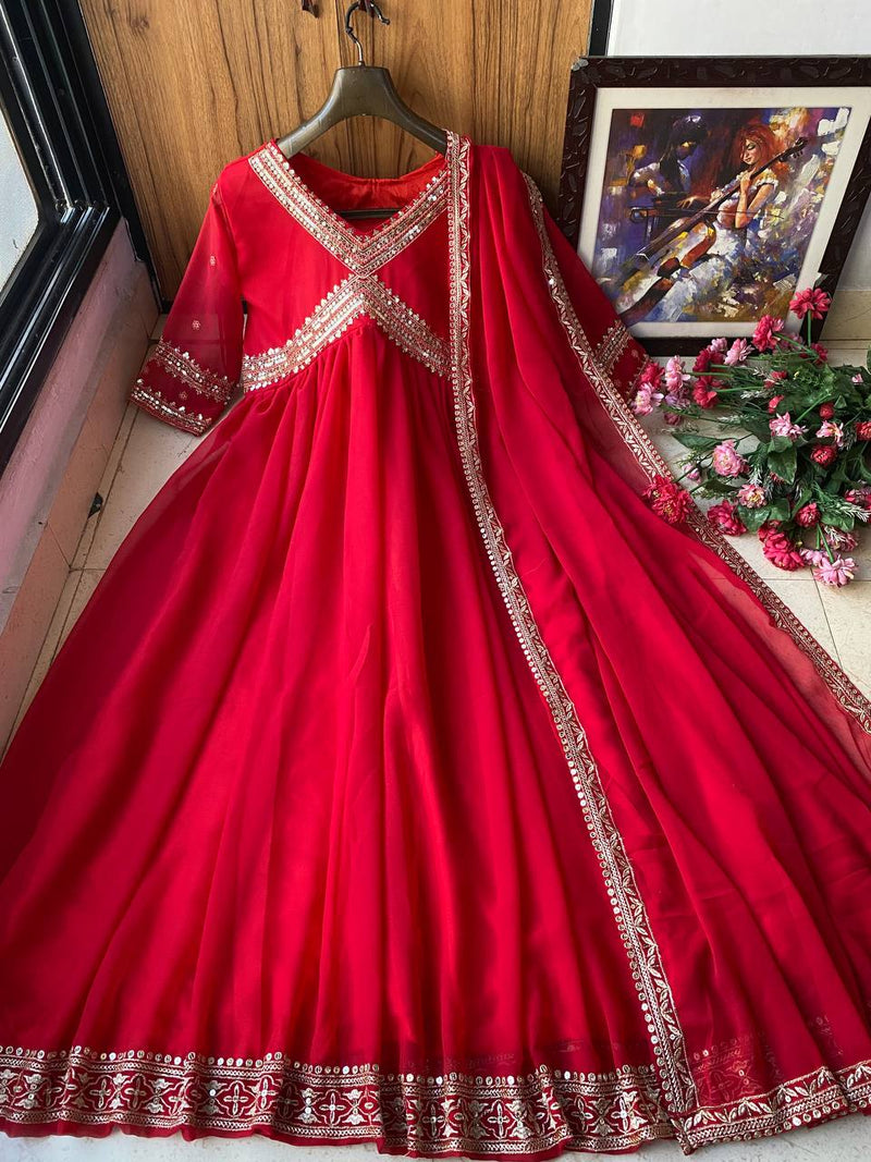Lc D No 1137 Georgette With Sequence Embroidery Work Gown With Dupatta