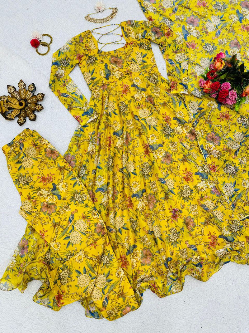 Qrc D No 171 Tabby Silk Organza With Digital Printed Kurti Collections