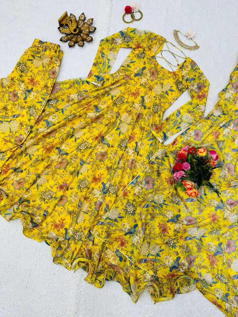 Qrc D No 171 Tabby Silk Organza With Digital Printed Kurti Collections