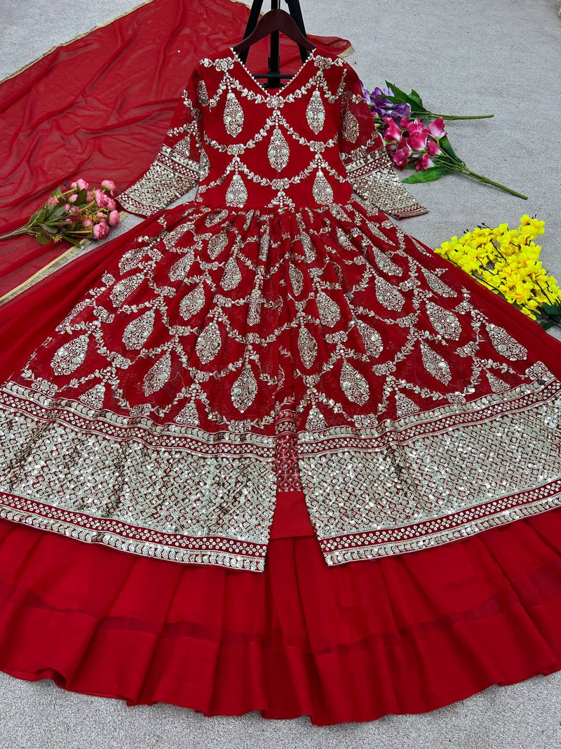 Sr D No 1587 Fox Georgette With Heavy Embroidery Readymade Kurtis
