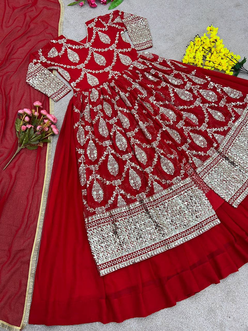 Sr D No 1587 Fox Georgette With Heavy Embroidery Readymade Kurtis
