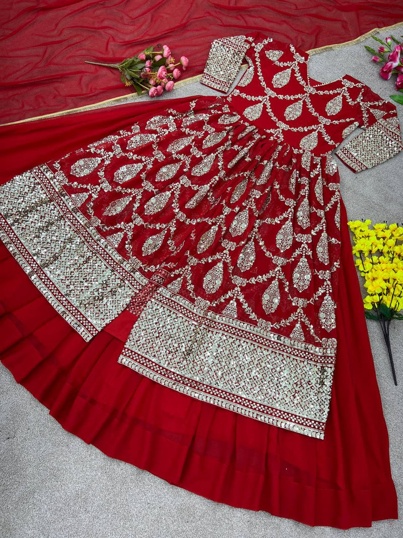 Sr D No 1587 Fox Georgette With Heavy Embroidery Readymade Kurtis
