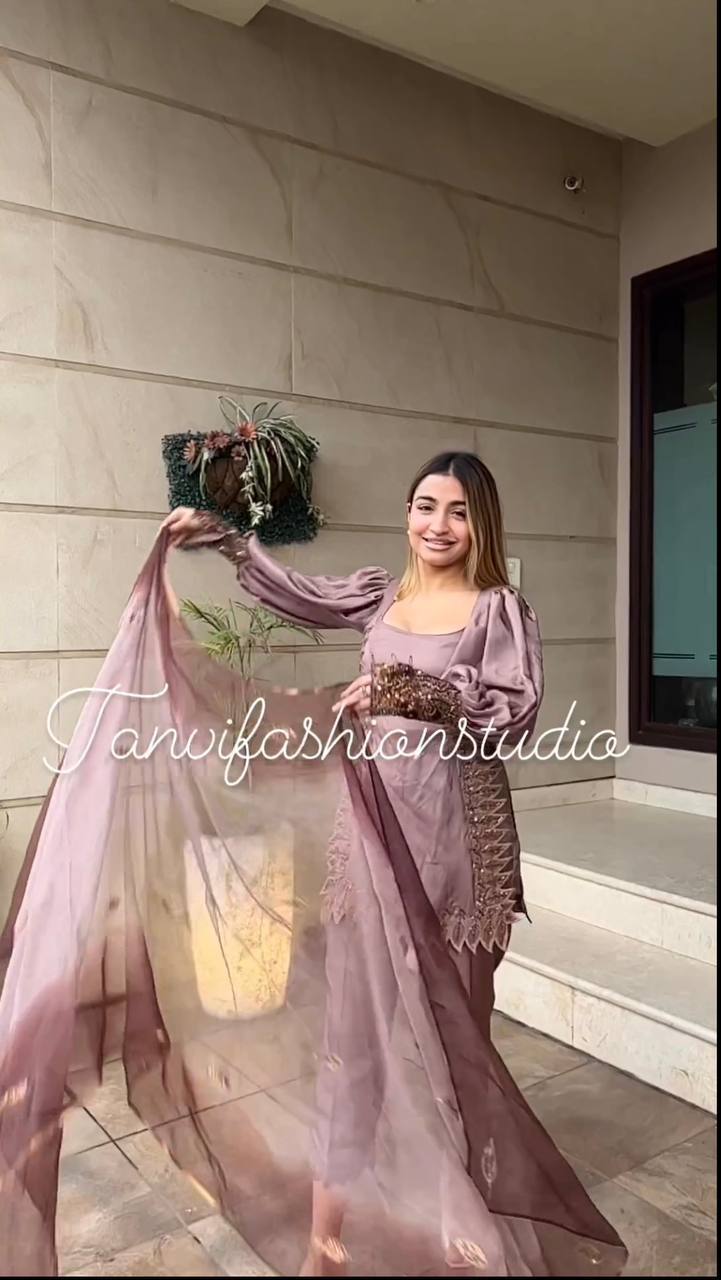Sr D No 1488 Satin Silk With Embroidery Work Designer Kurti Collection