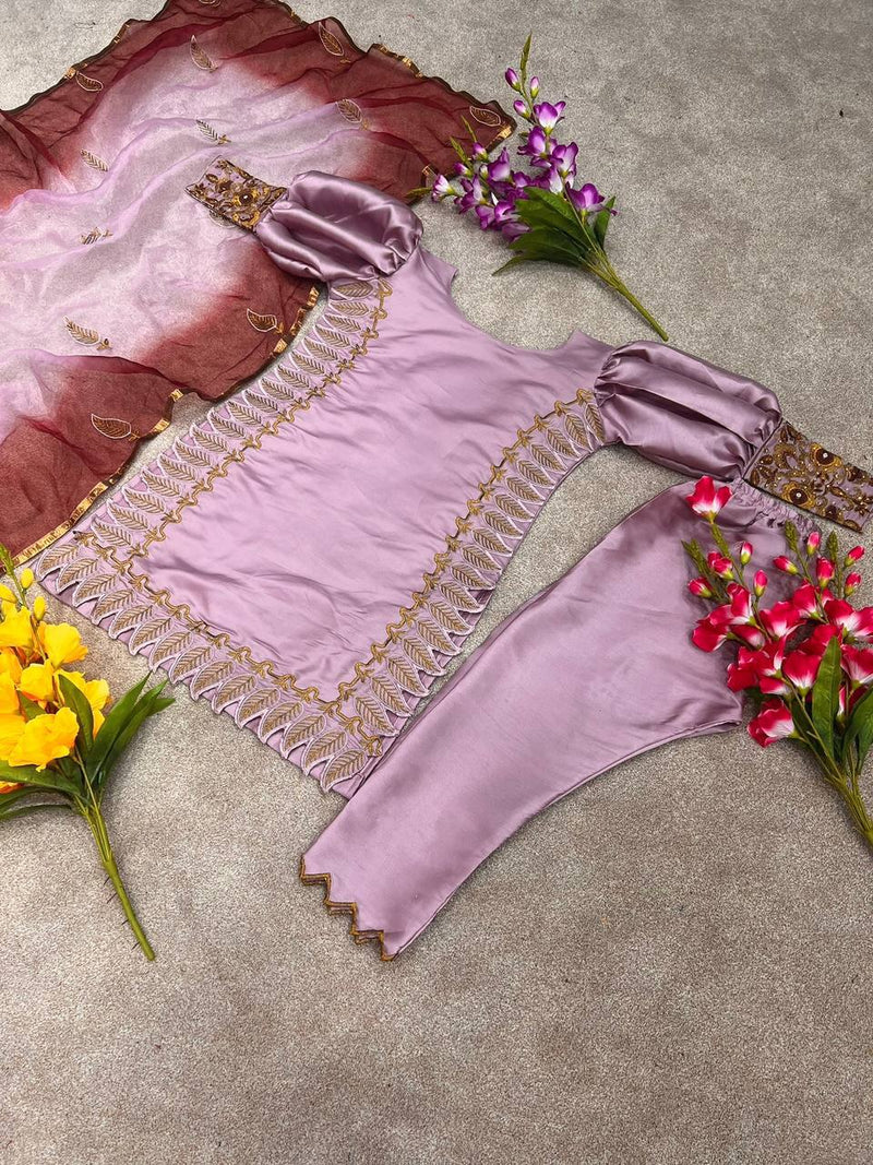 Sr D No 1488 Satin Silk With Embroidery Work Designer Kurti Collection