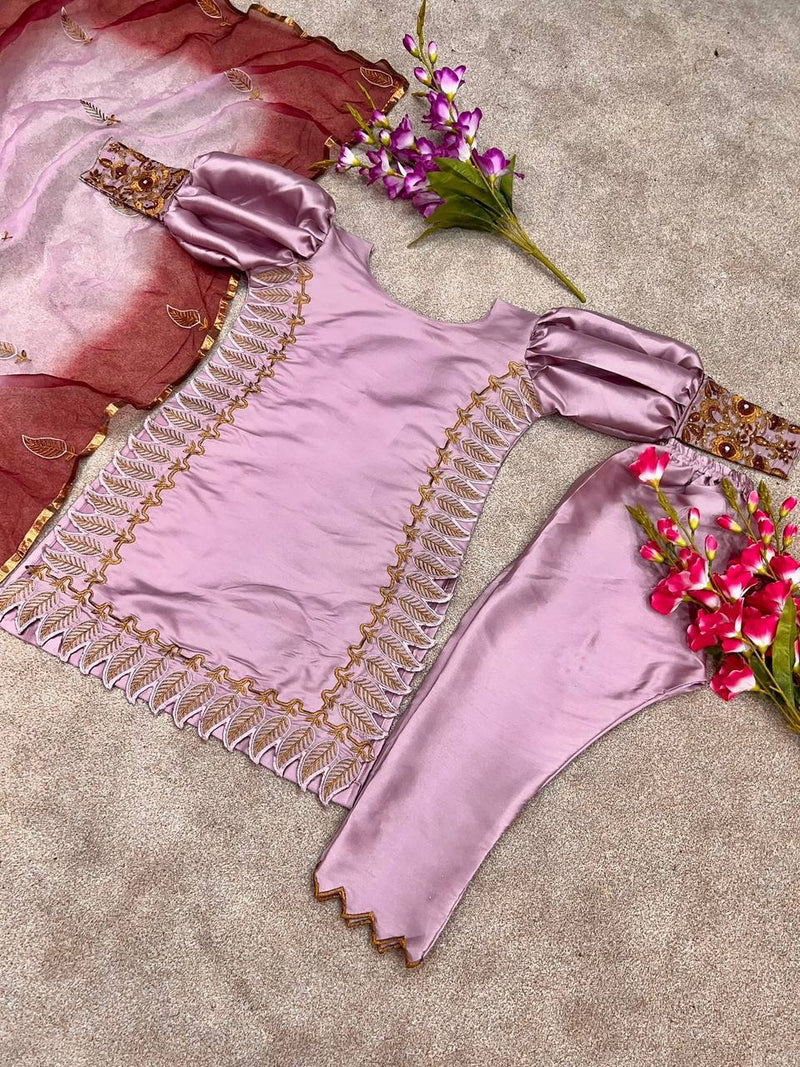 Sr D No 1488 Satin Silk With Embroidery Work Designer Kurti Collection