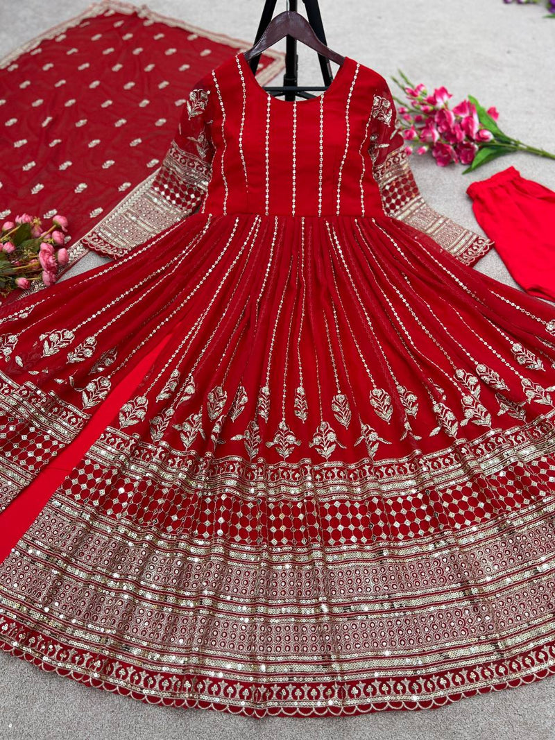 Zf D No 338 Fox Georgette With Embroidery Work Designer Kurti Collection