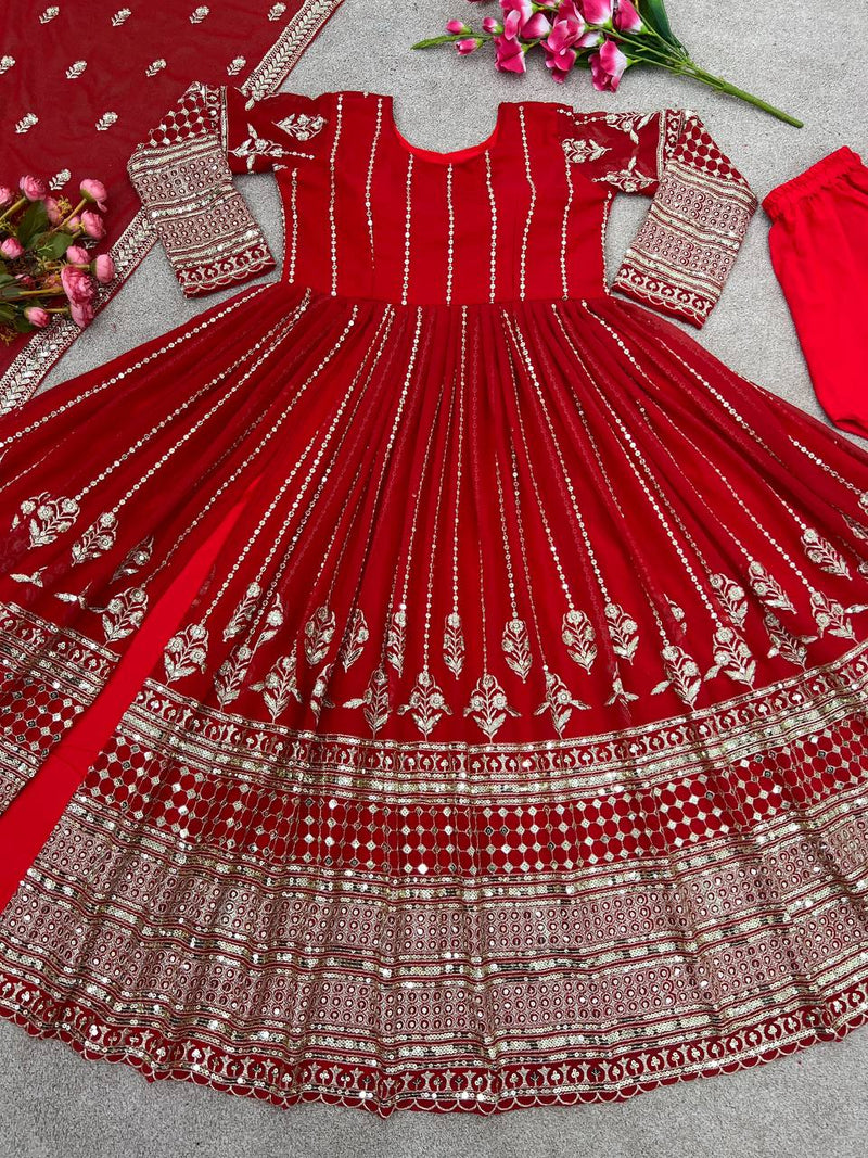 Zf D No 338 Fox Georgette With Embroidery Work Designer Kurti Collection