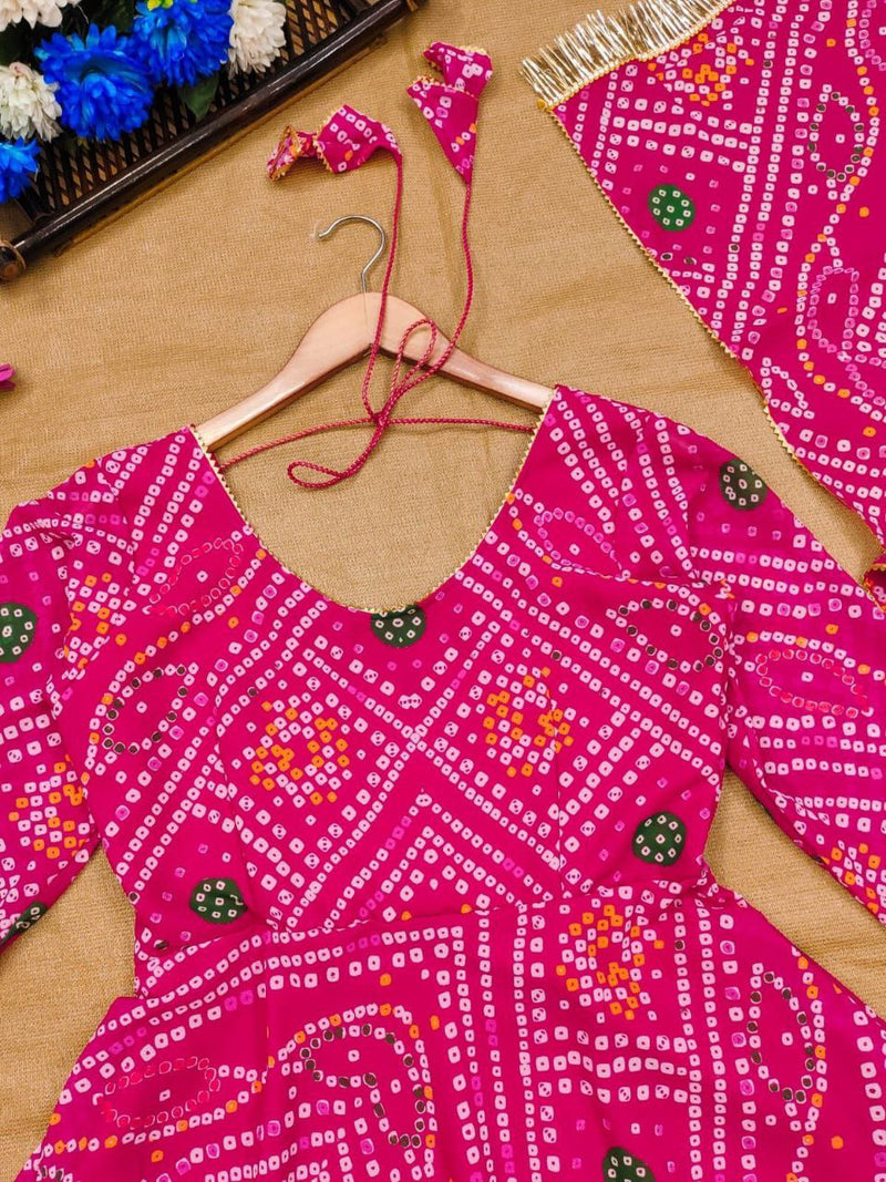 Vad Rani Bandhani Fox Georgette With Gotta Anarkali Kurti Collections