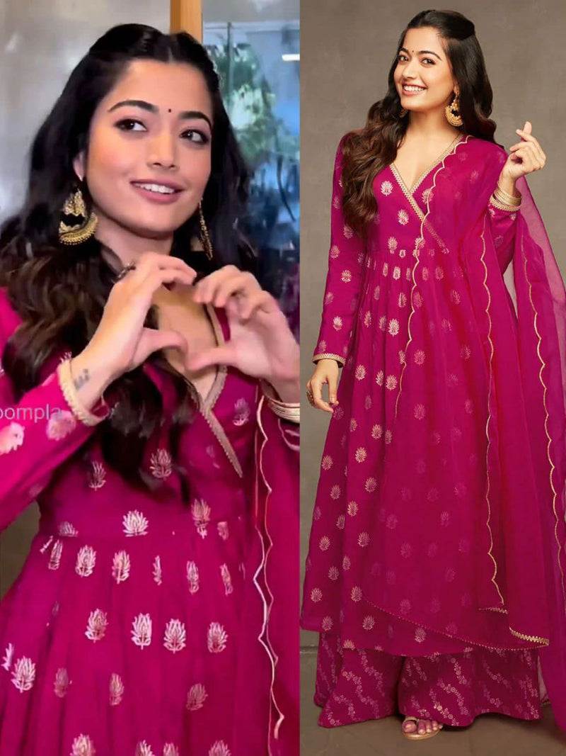 Vad Rashmika Georgette Thread Work Anarkali Style Designer Kurti Collection
