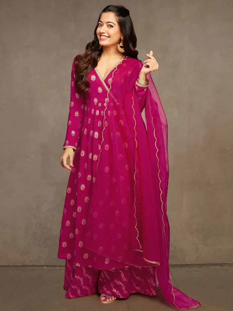 Vad Rashmika Georgette Thread Work Anarkali Style Designer Kurti Collection