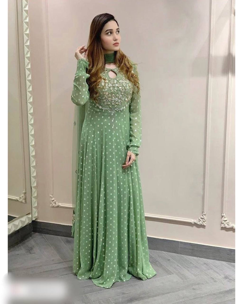 Dhk D No 1232 Fox Georgette With Heavy Embroidered Work Gown Collection