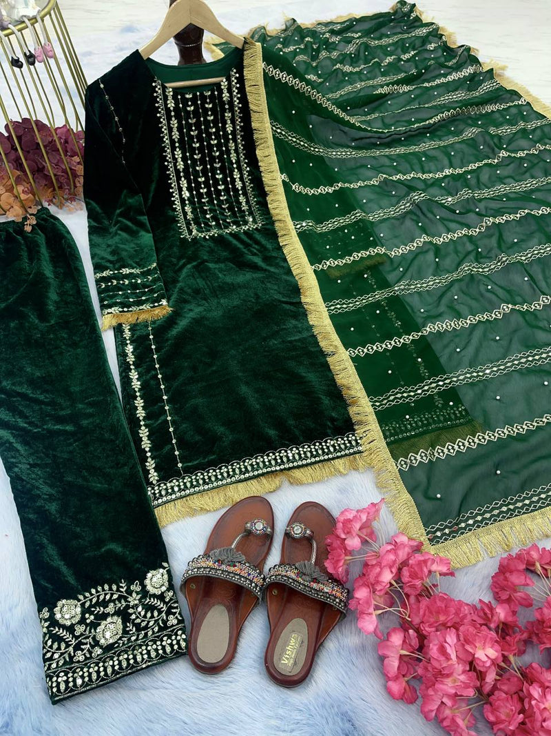 Pd D No 1035 Velvet With Embroidered Sequence Work Designer Kurti Collection