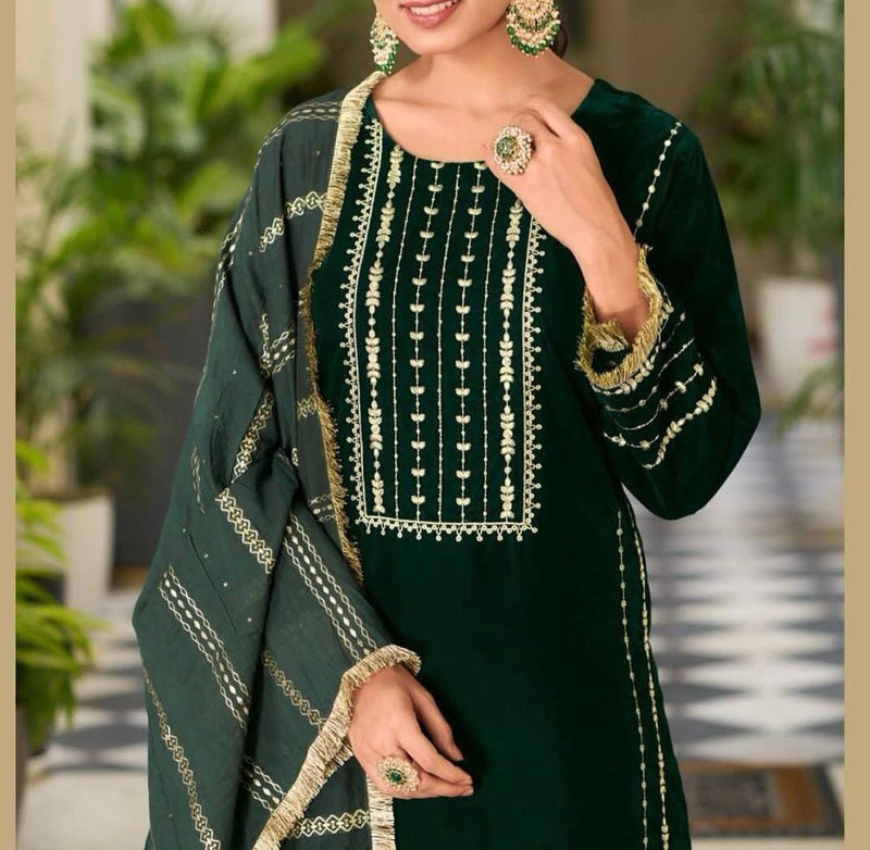 Pd D No 1035 Velvet With Embroidered Sequence Work Designer Kurti Collection