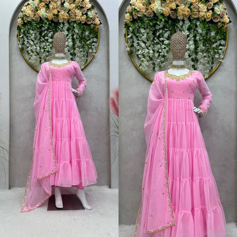 Kd D No 1368 Fox Georgette With Sequence Work Exclusive Single Kurti