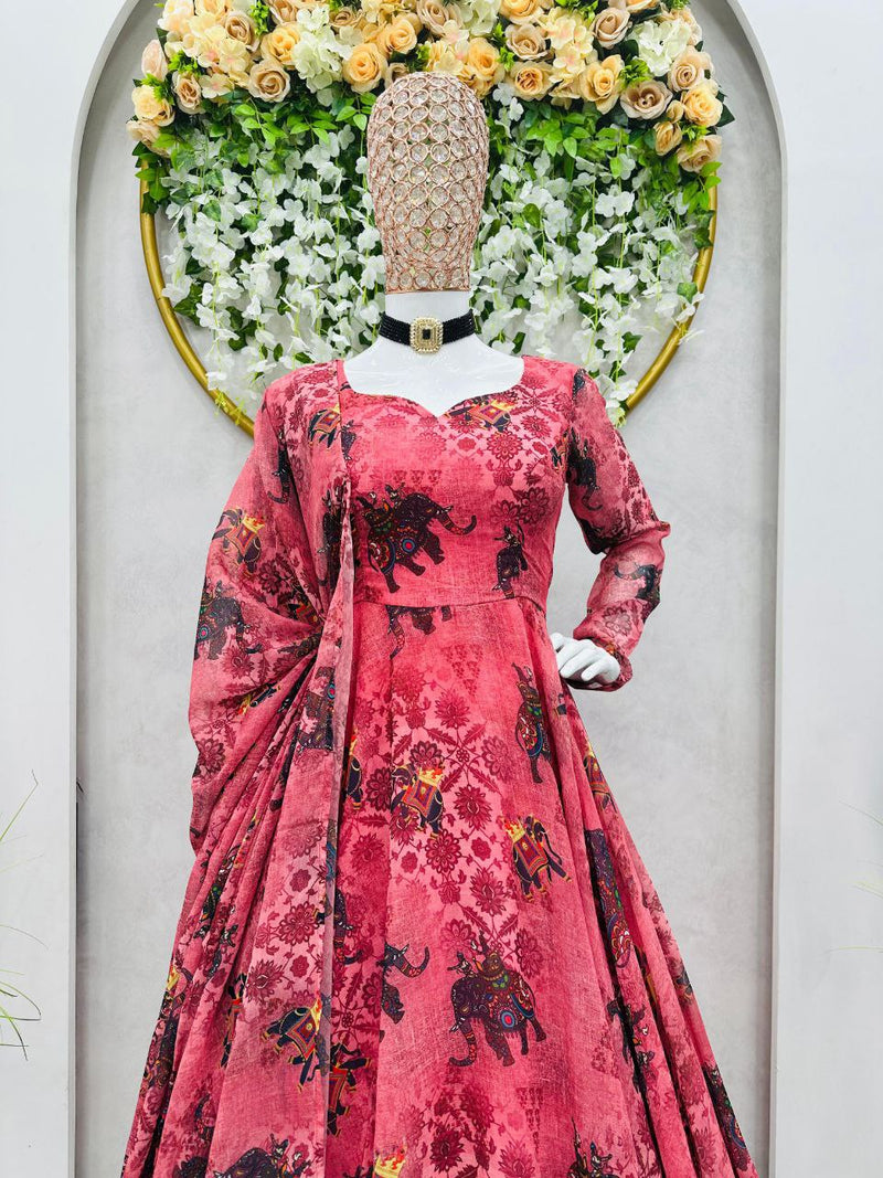 Kd D No 8063 Fox Georgette Digital Printed Casual Wear Gown Collection