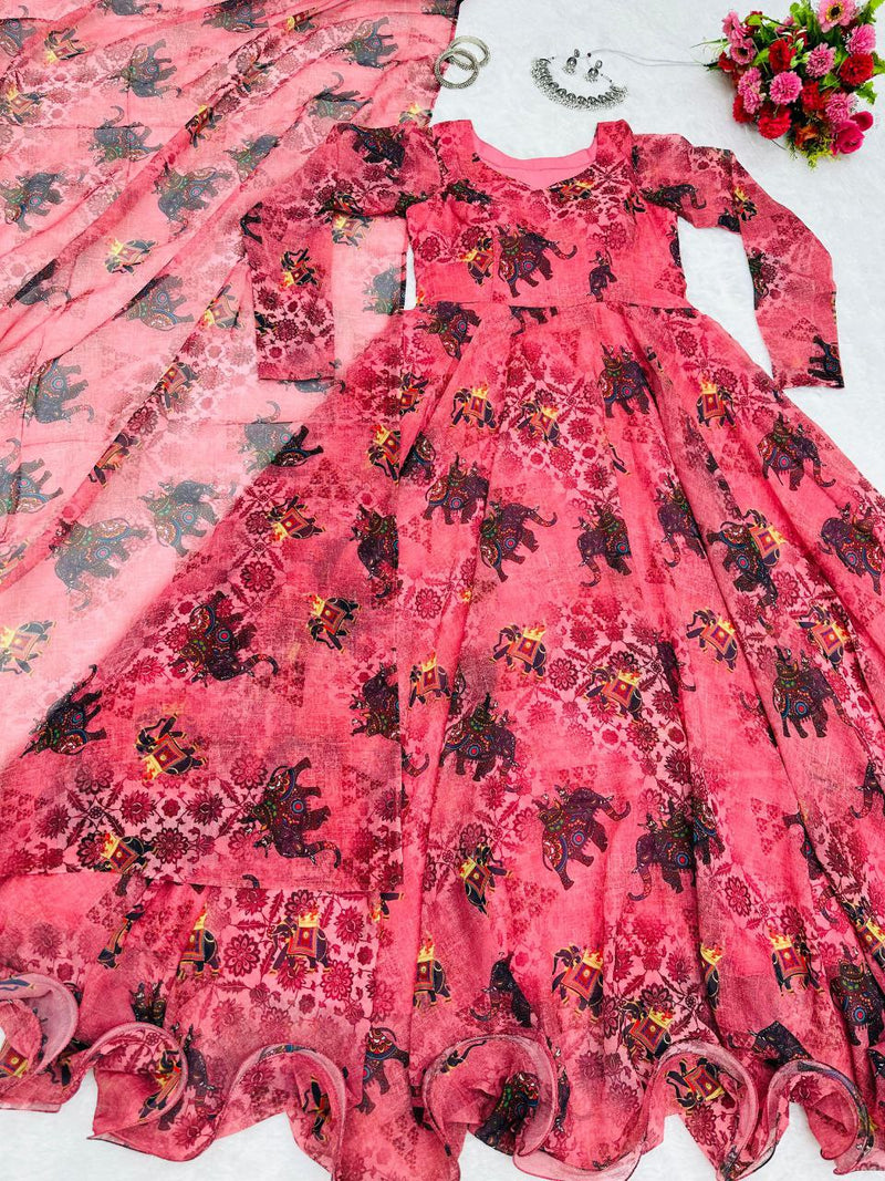 Kd D No 8063 Fox Georgette Digital Printed Casual Wear Gown Collection